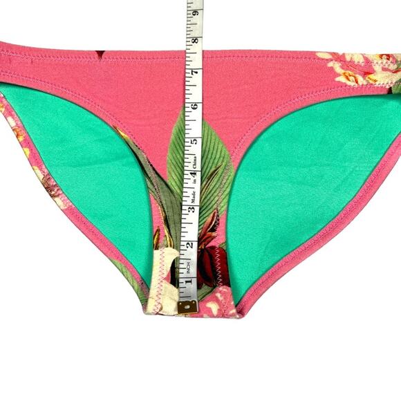 TRIANGL Bikini Bottoms Tropical Print Neoprene Pink Green Swimsuit Women's Small - Picture 5 of 8